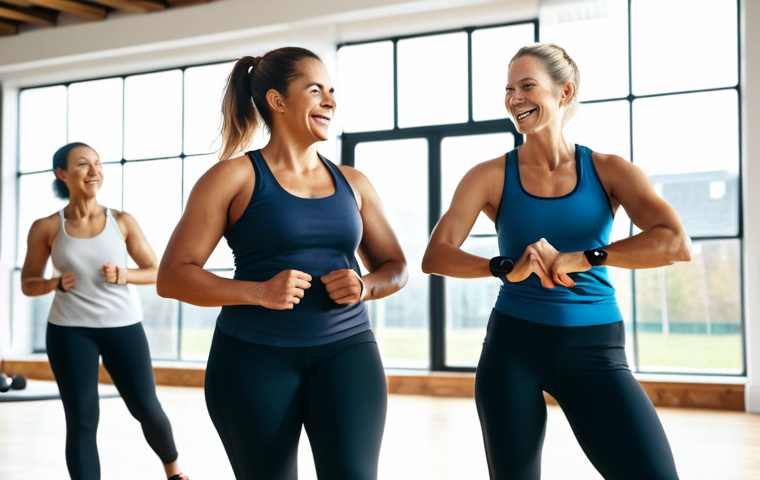 **

A smiling athletic woman, fully clothed in modern workout attire (leggings and a breathable top), is leading a fitness class in a bright, airy studio. Sunlight streams through large windows. Participants of mixed ages and fitness levels are enthusiastically following her instructions. The atmosphere is energetic and positive. Focus on the instructor's confident and encouraging expression. Safe for work, appropriate content, fully clothed, professional, perfect anatomy, natural proportions, high resolution, realistic style.

**