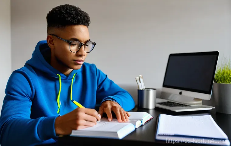 레저스포츠지도자 필기시험 문제 유형 분석 - **Prompt:** A young, diverse adult (male or female) deeply focused on studying for a sports instruct...