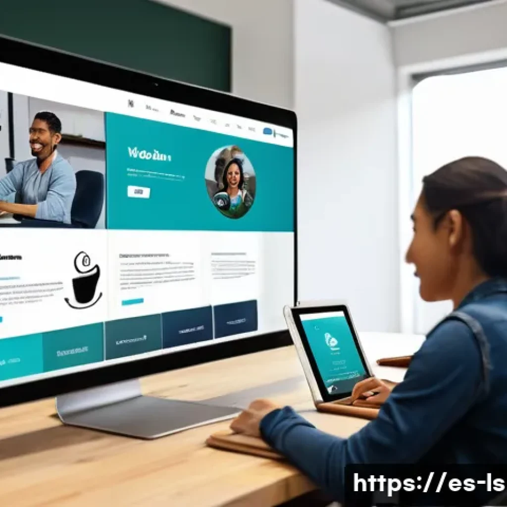 레저스포츠지도자 자격증 공부 시 유용한 자료 - A modern digital classroom scene featuring a diverse group of adult learners using laptops and table...