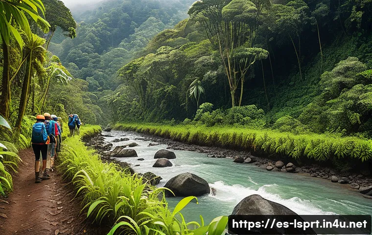 레저스포츠지도자로서의 글로벌 취업 가능성 - A professional recreational sports instructor leading a diverse group of tourists on a vibrant ecoto...