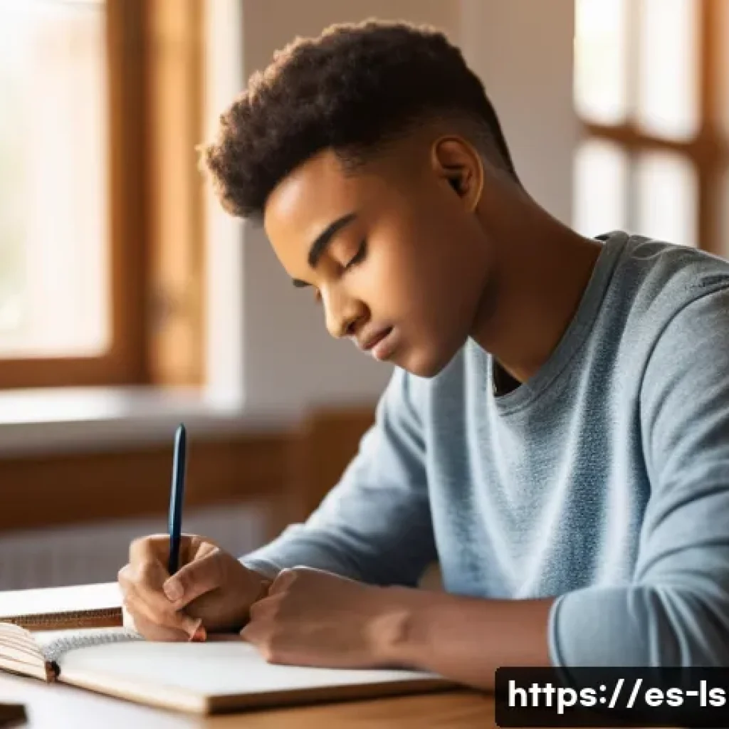 레저스포츠지도자 실기시험 대비 멘탈 관리법 - A young adult student sitting at a desk in a cozy, sunlit room, eyes closed with a serene expression...