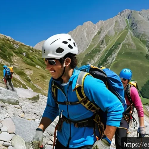 레저스포츠지도자 자격증 대비 유료 강의 추천 - A confident adventure sports instructor leading a mountain climbing class on a rocky terrain in the ...