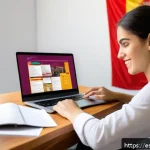 레저스포츠지도자 자격증 공부를 위한 모의고사 제공처 - A modern digital learning environment showing a young Spanish-speaking sports instructor candidate s...