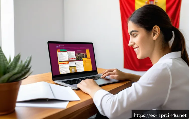 레저스포츠지도자 자격증 공부를 위한 모의고사 제공처 - A modern digital learning environment showing a young Spanish-speaking sports instructor candidate s...