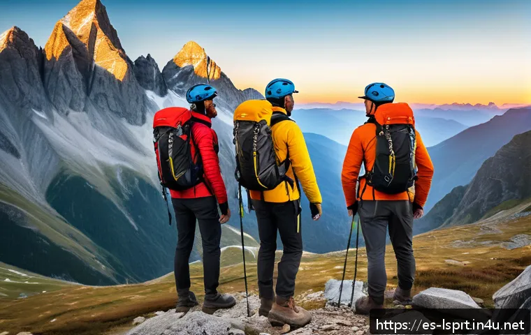 레저스포츠지도자 자격증 시험 합격자 인터뷰 - A group of adventure sports guides wearing smart helmets equipped with impact sensors and real-time ...