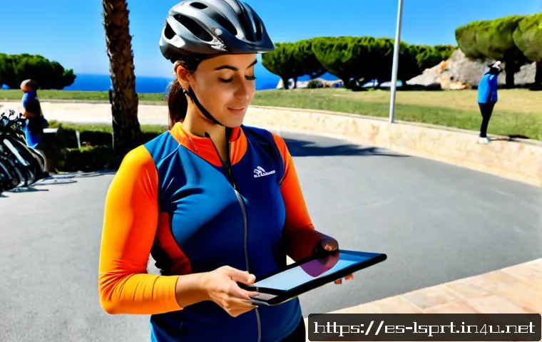 Home 17 레저스포츠지도자와 업무 관련 기술 활용 노하우 - Photorealistic outdoor leisure sports instructor at a sunny Spanish coastal recreation center, revie...