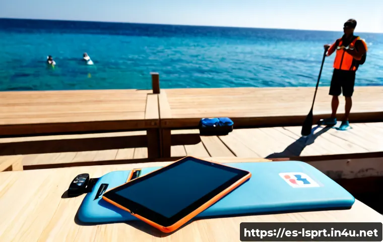 Home 17 레저스포츠지도자 업무 효율성을 높이는 도구 - Photorealistic leisure sports instructor in a sunlit Spanish coastal activity center, efficiently pl...